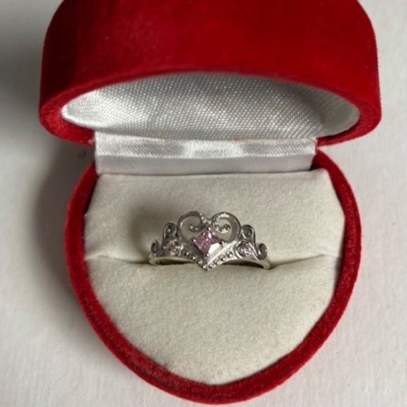 Size 6 Sterling Silver Pink Accents Princess 925 Ring - Picture 2 of 9